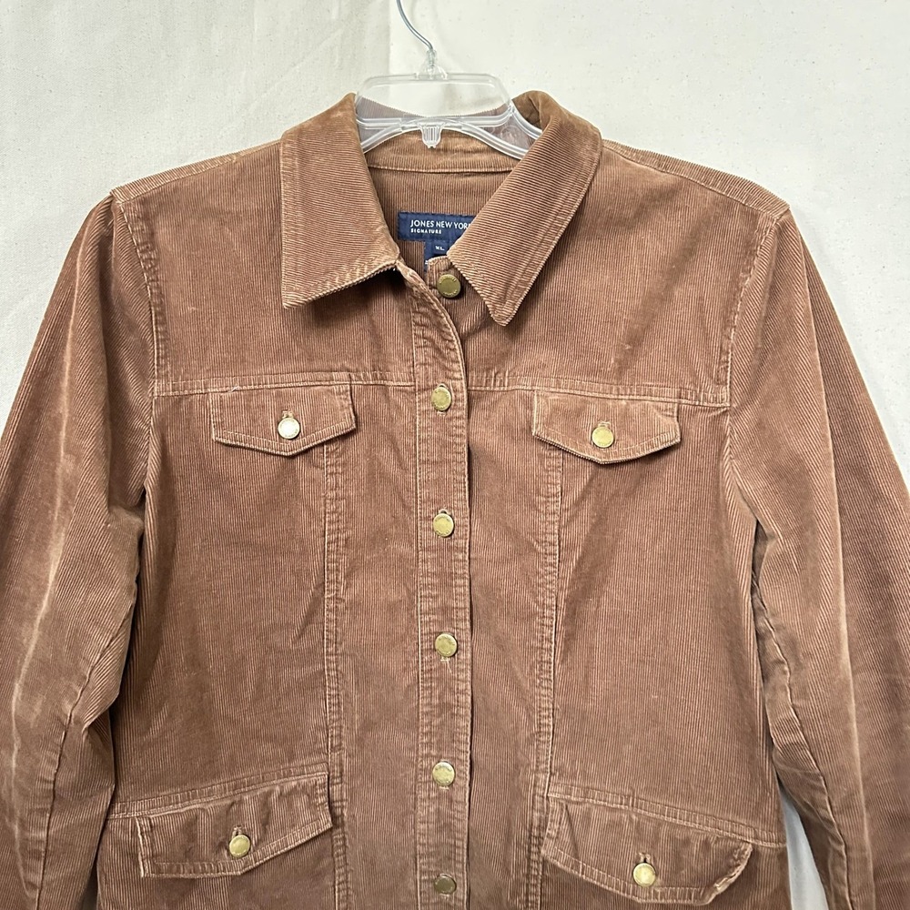 Jones NY Signature Brown Corduroy Barn Jacket Womens XL Utility Safari Western - Picture 3 of 11